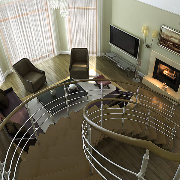 3D-модель интерьера гостиной с камином